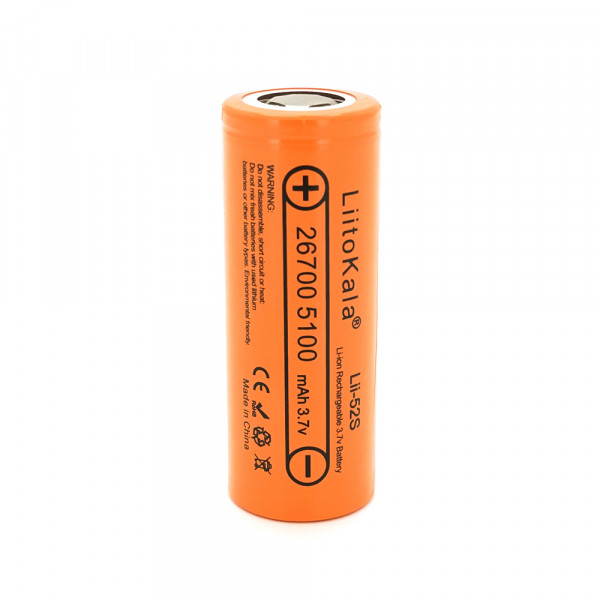 Акумулятор 26700 Li-Ion LiitoKala Lii-52S, 5000mAh (5100-5200mAh), 10A, 3.7V (2.75-4.2V), Orange, 2 шт в упаковці, ціна за 1 шт