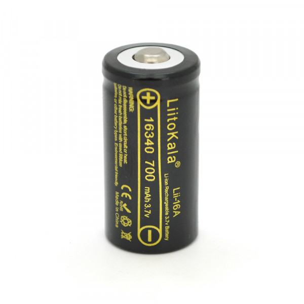 Акумулятор 16340/CR123 Li-Ion LiitoKala Lii-16A, 700mah, 3.7V (2.5-4.2V), Black
