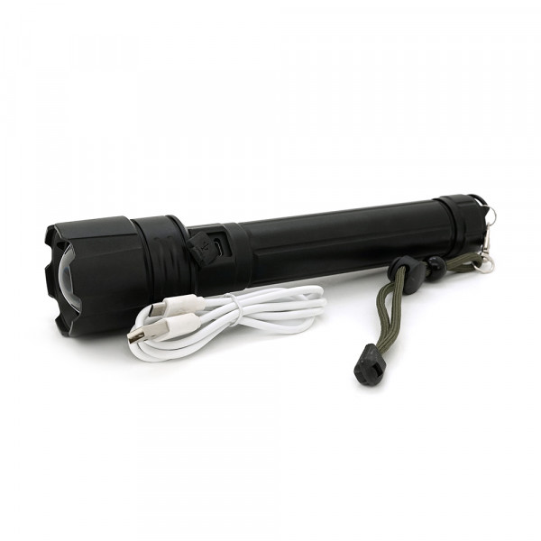 Ліхтар ручний Bailong BL-L-6-P90, 1LED P90, 50W, 3 режими, ZOOM, 2х18650/12800 Black, IP44, кабель USB-micro, 230х50х32мм, BOX