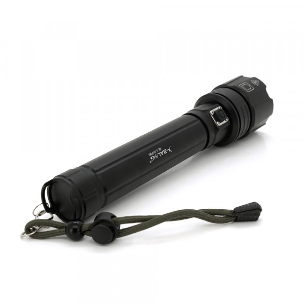 Ліхтар ручний Bailong BL-L-6-P90, 1LED P90, 50W, 3 режими, ZOOM, 2х18650/12800 Black, IP44, кабель USB-micro, 230х50х32мм, BOX