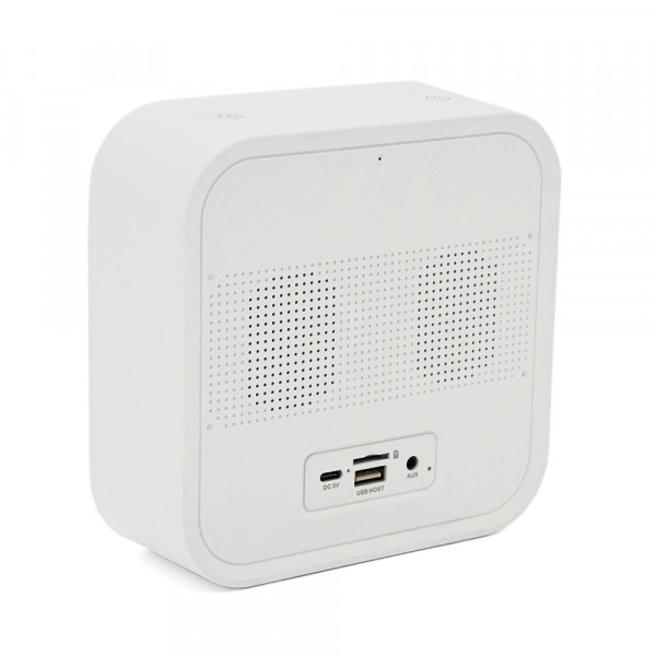 Колонка Kisonli Q6A Bluetooth 5.0, 1х5W, 3600mAh, USB/TF/FM/BT/LED/Clock/RGB Light, DC: 5V/1A, BOX, Silver, Q30