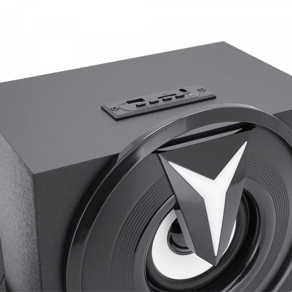 Колонки Kisonli TM-1000U, 5W+2x3W, USB/TF/BT/FM/AUX/LED light, із сабвуфером, DC: 5V, Black, BOX, Q8