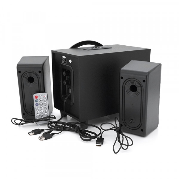 Колонки Kisonli TM-1000U, 5W+2x3W, USB/TF/BT/FM/AUX/LED light, із сабвуфером, DC: 5V, Black, BOX, Q8