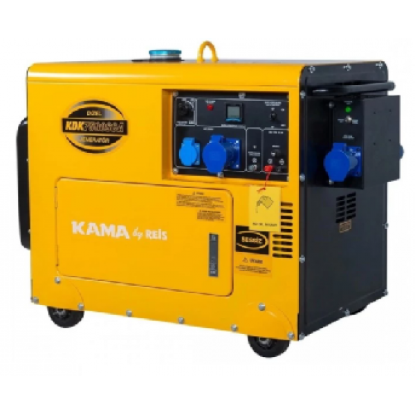 Генератор дизельний KDK7500SCA, 1-фазний 230V, 50Hz, 6.9kVA/5.5kW, бак 14,5 л, витрата 1,65 л/год, пуск: стартер (без АКБ), 850x550x720 мм, 160 кг