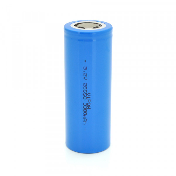 Літій-залізо-фосфатний акумулятор 26650 Lifepo4 Vipow IFR26650 FlatTop, 3300mAh, 3.2V, Blue Q50/500