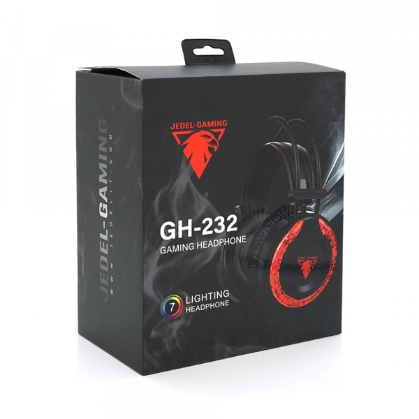 Навушники провідні з підсвічуванням Jedel GH-232, з мікрофоном, Black, Box