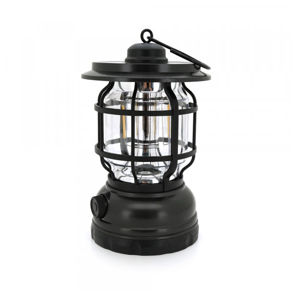Лампа-ліхтар SW-1933T, 3LED, диммер, корпус-пластик, ударостійкий, USB кабель + Solar, акум 18650, Black, BOX