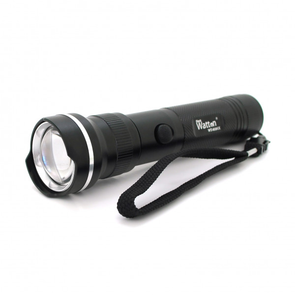 Ліхтар ручний Watton WT-010, 1LED CREE Q5, 3W, 5 режими, ZOOM,18650/3200mah, Black, IP40, СЗУ під 2 акб, 180х45х34мм, BOX