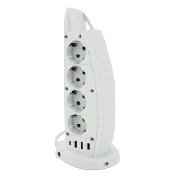 Мережевий фільтр F14, 8 розеток EU+3 USB+Type-C, кнопка включення з індикатором, 2 м, 3х0,75мм, 2500W, White, Box