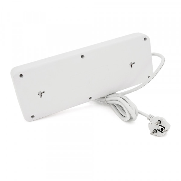 Мережевий фільтр F34U, 8 розеток EU + 4 USB + 2 PD, кнопка включення з індикатором, 2 м, 3х0,75 мм, 2500W, White, Box
