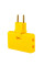 Трійник + перехідник 3 in 1, UK/US-EU, 220В, 10А, поворотний 180°, Yellow
