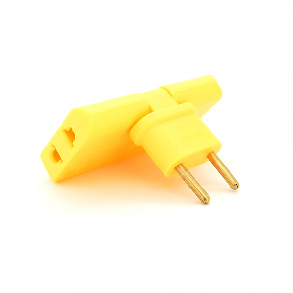 Трійник + перехідник 3 in 1, UK/US-EU, 220В, 10А, поворотний 180°, Yellow