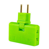 Трійник + перехідник 3 in 1, UK/US-EU, 220В, 10А, поворотний 180 °, Green