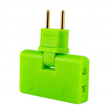 Трійник + перехідник 3 in 1, UK/US-EU, 220В, 10А, поворотний 180 °, Green