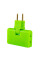 Трійник + перехідник 3 in 1, UK/US-EU, 220В, 10А, поворотний 180 °, Green