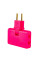 Трійник + перехідник 3 in 1, UK/US-EU, 220В, 10А, поворотний 180 °, Pink