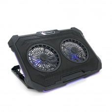 Підставка під ноутбук IceCoorel F8, 10-17", 2*125mm 1200±10% RPM, корпус пластик+алюміній, 2xUSB 2.0, 415x293x26.5mm, RGB, Box Q10