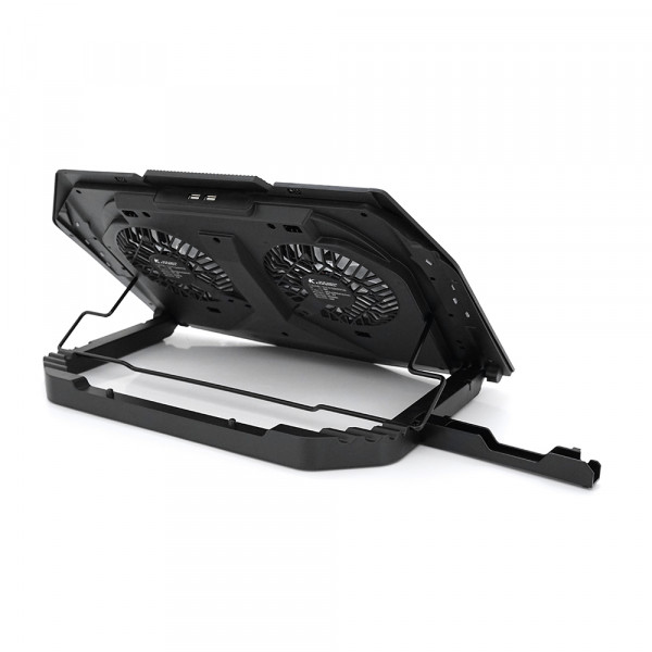 Підставка для ноутбука IceCoorel N10, 10-18", 2*125mm 1400±10% RPM, корпус пластик+алюміній, 2xUSB 2.0+LCD display+підставка для мобільного телефону