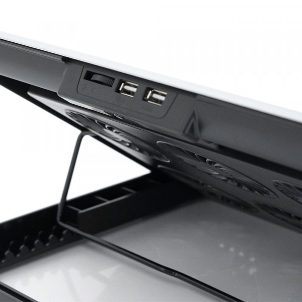 Підставка під ноутбук IceCoorel A19, 10-15.6", 6 * 60mm 580±10% RPM, корпус пластик + алюміній, 2xUSB 2.0, 350x225x26mm, Silver, Box, Q20