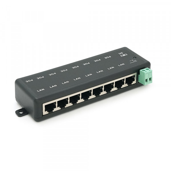 8-портовий POE-інжектор живлення, з 8xRJ45 портами Ethernet 10/100Мбіт / с, IEEE802.3af / at, 12-57V, PIN45 + / 78-