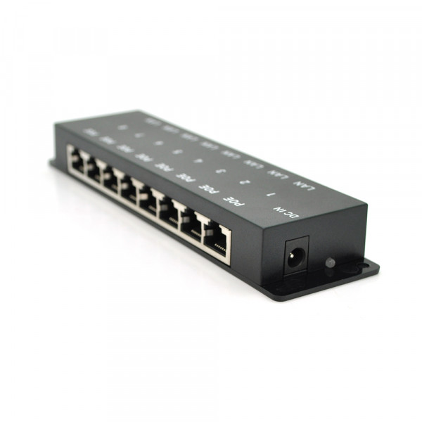 8-портовий POE-інжектор живлення, з 8xRJ45 портами Ethernet 10/100Мбіт / с, IEEE802.3af / at, 12-57V, PIN45 + / 78-