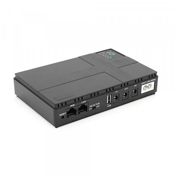 ДБЖ UPS-36W DC1036P для роутерів/комутаторів/PON/POE-430, 5/9/12V, 1A/2А, 10400мAh, Black, BOX