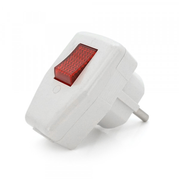 Вилка з вимикачем кутова YT-426A, 16A 250V, A105, White,