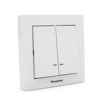 Вимикач Panasonic Karre Plus 55 двоклавішний з підсвічуванням, білий