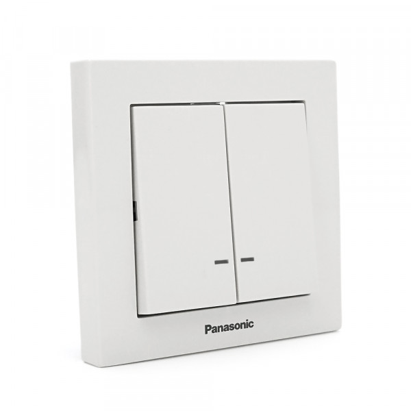 Вимикач Panasonic Karre Plus 55 двоклавішний з підсвічуванням, білий