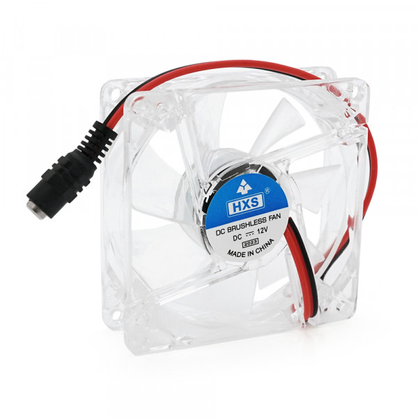 Кулер корпусний Merlion HXS 8025, 80x80x25mm, RPM 1900±10%, 12V/0.15A, 5,5*2,5 female, прозорий, OEM