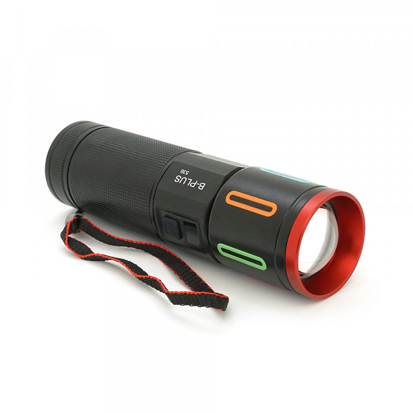 Ліхтар пошуковий BP-536 LED PM60, 3 режими, індикація заряду, живлення від 3*18650, IP65, USB кабель, 210х120х50мм, 0,515кг, Black, BOX