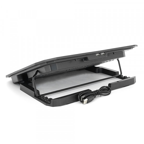 Підставка під ноутбук IceCoorel N106L, 10-18", 2*125mm 1400±10% RPM, корпус пластик+алюміній, 2xUSB 2.0+LCD, 362x260x30 mm, Black, Box Q20