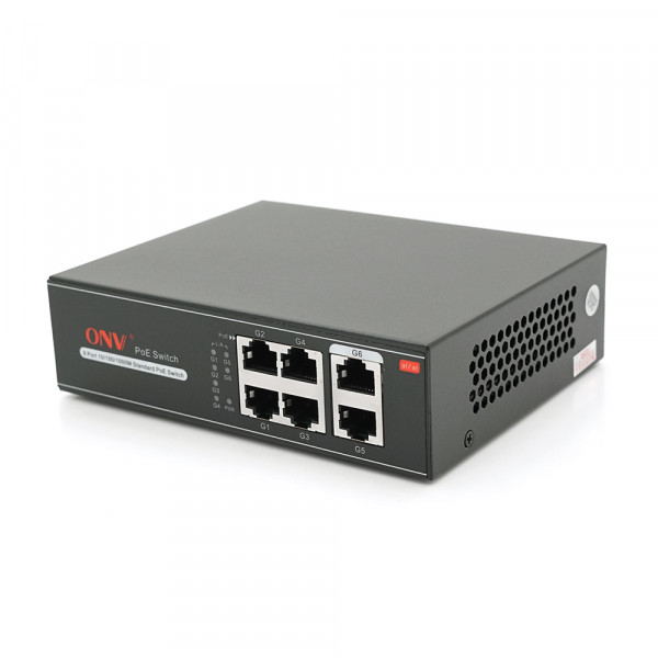 4х портовий PoE Full Gigabit комутатор ONV-H3064P, 4xPoe1000Мбіт + 2х1000 Мбіт, IEEE802.3af/at, загальна потужність 65 Вт