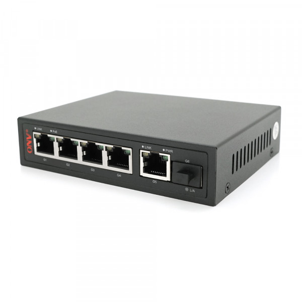 4х портовий PoE Full Gigabit комутатор ONV-POE33108PFG, 4xPoe1000Мбіт + 2х1000 Мбіт + 1хSFP 1000Мбіт, до 250м, IEEE802.3af/at, потужність 65Вт