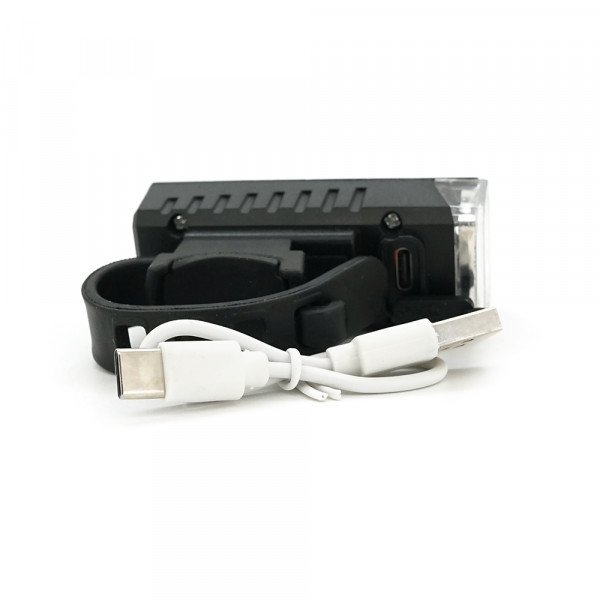 Ліхтарик велосипедний HY-2266, 3 режими, вбудований акум, USB кабель, BOX