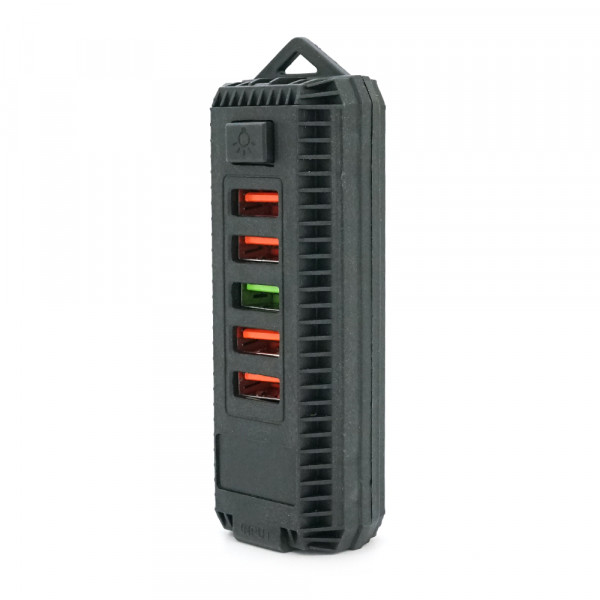 Портативний HUB ZS-11/3  із крокодилами на 5*USB2.0 (2,4А), led, живлення 12В, Black, Box