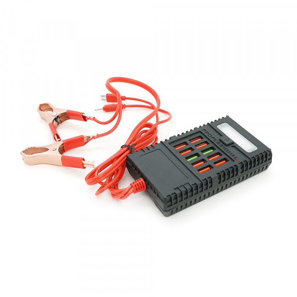 Портативний HUB ZS-09/2 із крокодилами на 10*USB2.0 (3A-5А), led, живлення 12В, Black, Box