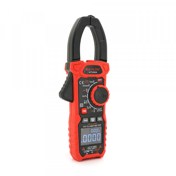 Токові кліщі Mayilon HT-208A Вимірювання: V, A, Ω, C, Hz, DUTY, °C/°F (NCV, True RMS). Функції: Data Hold, Max/Min, REL, продзвонювання, тест діодів