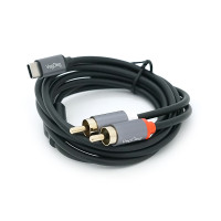 Кабель VEGGIEG V-A621 TypeC => 2хRCA (тато), GOLD Jack, круглий, Gray, 1.5 м, Пакет