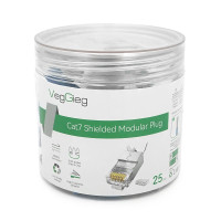 Конектор VEGGIEG V-E010 RJ-45 8P8C, Екранований двокомпонентний роз'єм, CAT7 10Gigabit Q25