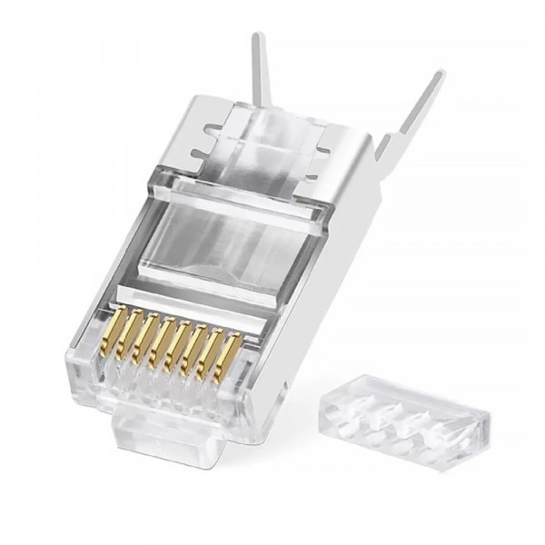 Конектор VEGGIEG V-E010 RJ-45 8P8C, Екранований двокомпонентний роз'єм, CAT7 10Gigabit Q25