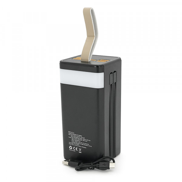 Power bank Linkage LKP-47 50000mAh, Solar, 22.5W, Кабелю Туре-С+Lighting, 1,060 kg, Black, Blister