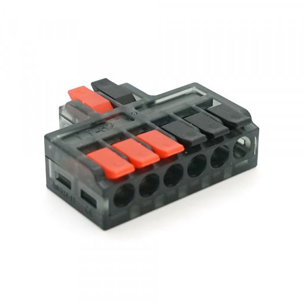 Клема з натискними затискачами 6на2-провідна LT-62, 1/3-pin, 250V, 32A, 0.2-4mm2, 14,5/36*30*11mm, сіра