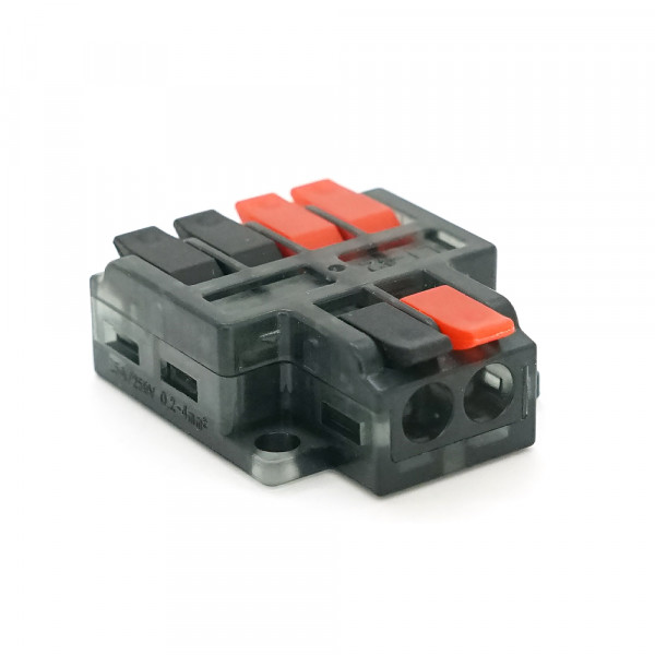 Клема з натискними затискачами 4на2-провідна LT-42, 1/2-pin, 250V, 32A, 0.2-4mm2, 14,5/25*30*11mm, сіра