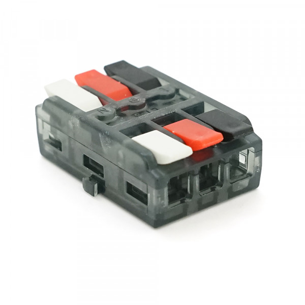 Клема з натискними затискачами 3-провідна LT-3, 3-pin, 250V, 32A, 0.5-2.5mm2, 19*30*11mm, сіра
