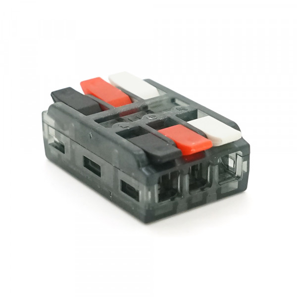Клема з натискними затискачами 3-провідна LT-3, 3-pin, 250V, 32A, 0.5-2.5mm2, 19*30*11mm, сіра