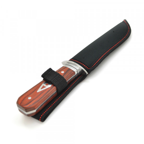 Ніж для кемпінгу SC-8111, Steel + red wood, Чохол