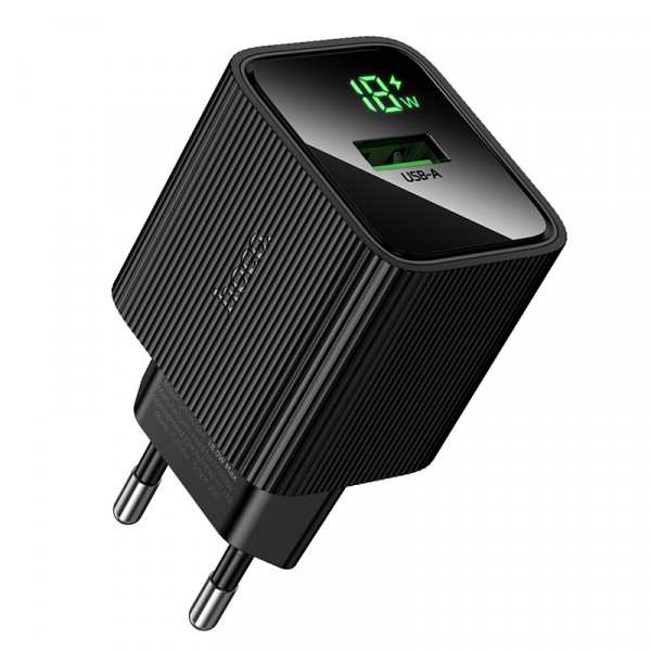 СЗУ 110-240V HOCO CS81A, 1xUSB, 3A, 18W, QC3.0, Black, Blister