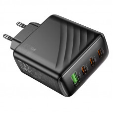 СЗУ 110-240V HOCO CS27A 1xUSB-A, 3xUSB-C, 3A, PD67W+QC3.0, Black, Box