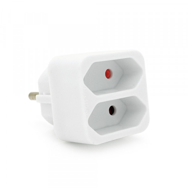 Розетка двійник без заземлення SQ-ZDB01/2, 2x2.5A(10A) 250V~Max, 1100W, White, 2Р, Q200